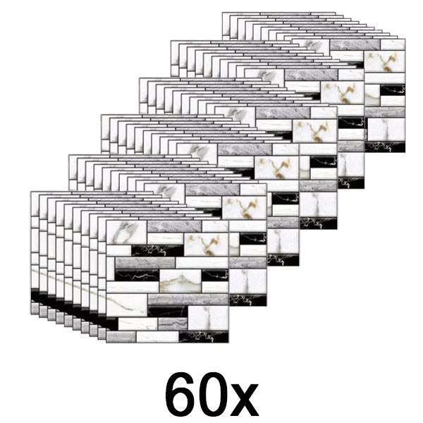 6x 3D zidne nalepnice sa izgledom mermera (10 komada) | MARBLEBLOCKS